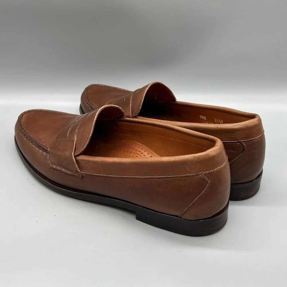 Allen Edmonds Penny Loafers Mens 9.5 Brown Leather Cavanaugh Dress Shoes Preppy